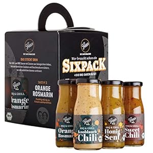 Gepp’s Feinkost BIO Saucen Set I Geschenk für Männer zum Geburtstag, zum Grillen I Probier-Set mit feinsten BBQ-Saucen…