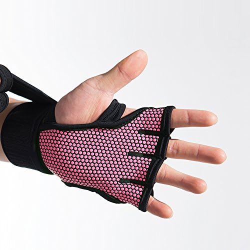 FITONY Cross -Training Professional All-in-one anti-slip strong grip Wrist Wraps Gloves for Fitness, WOD, Cycling, Dumbbell, Body building, Weightlifting - Men &amp; Women (Sugar Plum, M)