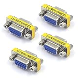 VCE 4-Pack VGA SVGA Coupler HD15 Female to Female Mini Gender Changer Coupler Adapter