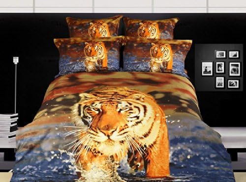 Joybuy Tiger Bedding Sets,animal Print Comforter Set,3d Oil Painting Duvet Cover Set,4pcs-beautiful Day Goose Lake Bedding Set