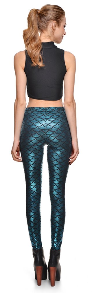 Retro Women\'s Shiny Fish-Scale Leggings Bodycon Slim Tights Pants Trousers XXXL