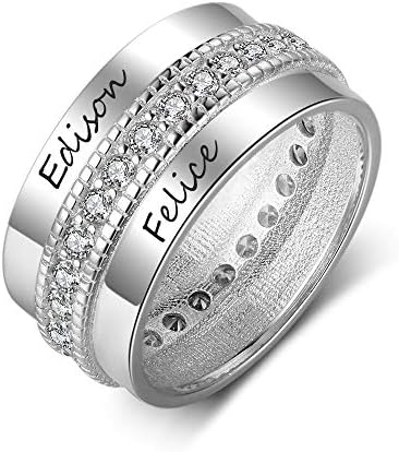 OPALSTOCK Engraved Name Rings Personalized BBF Rings Promise Rings Couple Rings Jewelry for Women