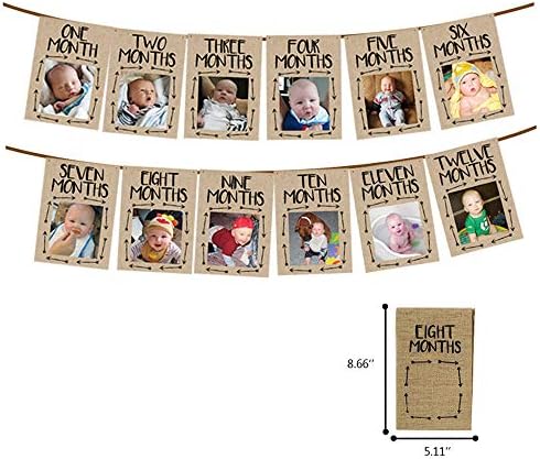 1-12 Month Baby Photo Banner, First Birthday Decoration, Milestone Photo Banner for First Birthday Party, Great Baby Shower Gift, Party Supplies