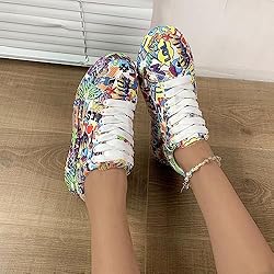 Breathable Low-top Lace-up Graffiti Running Shoes