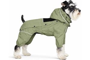 LOVELONGLONG Waterproof Dog Raincoat with Removable Hood – Outdoor Full Body Dog Jacket, Windproof Snowproof Shell Suit – All