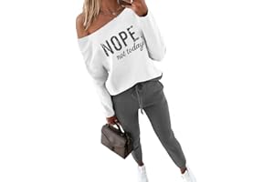 CHICME Women Tracksuit 2025 Fall 2 piece Outfits Off The Shoulder Long Sleeve Tops and Pants Set Travel Outfits
