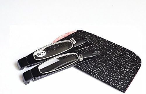 Ultra Slim Lightweight Folding Reading Glasses Clear Vision Frames Eyeglasses Eyewear Elder Eye Readers Read Book Menu Magazine with Travel Carrying Portable Leatherette Pouch (3.0 x)