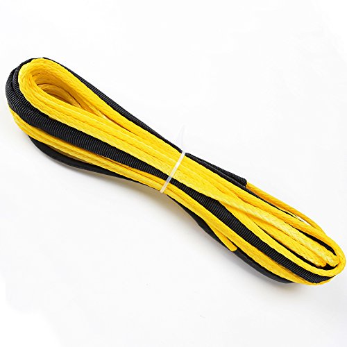 50 Feet x 3/16 Inches Yellow 5400 LBs Synthetic Winch Rope Car ATV UTV Tow Offroad Recovery Cable - Thumbnail 7