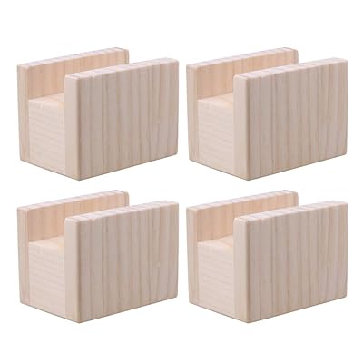 Yibuy 4 PCS 10x7x8.5cm Wood Cube Furniture Storage Riser Bed Lifters Groove