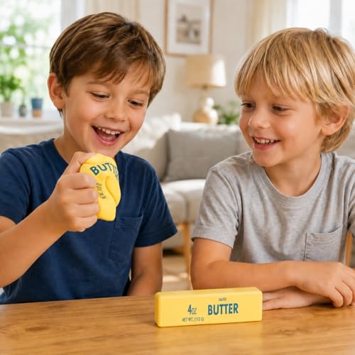 Butter Squishy Stress Relief Toy, 5.2 Inch Soft Slow Rising Butter Stick Squeeze Toy, Cute Food Fidget Desk Toy, Novelty Gag Gift, Party Favor,Birthday Gift Bag Filler for Kids Teens Adults
