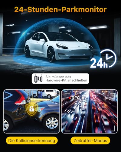 Car Dash Cam, Dual 4K 60fps+2.5K, 5G WiFi Car Camera with SD 64G, 1.47 Inch IPS Screen, GPS, Super Night Vision, G-Sensor, Loop Recording, HDR, 360° Rotating, Max 512GB