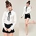 ETOSELL Womens Button Down Shirt Long Sleeve White Cotton Peter Pan Blouses White Collared Dress Shirt with Bow Tie