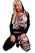 Linsery Women's Letter Print 2 Pieces Long Sleeve Sweatshirts Long Sweatpants Tracksuits