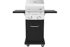 Megamaster Deluxe 2-Burner Gas Grill with Foldable Side Tables, 418 SQ In Cooking Space, 28000 BTUs, Stainless Steel Lid, Propane BBQ Grill for Outdoor Cooking, Patios, Backyards and More - 720-0864MA