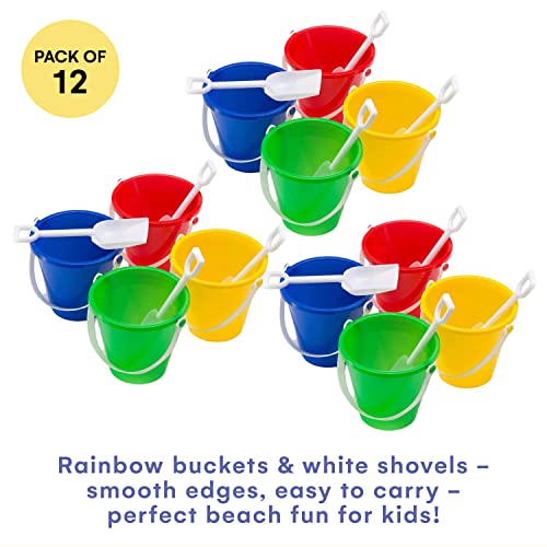 Top Race Beach Pails 12 Pack Sand Buckets and Shovels for Kids 5 Inches ...