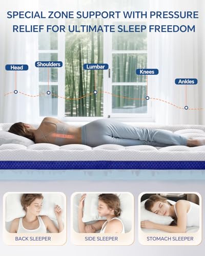 BEDELITE Dual Layer 4 Inch King Size Memory Foam Mattress Topper | 2 Inch Soft Pillow Top Mattress Pad Cover and 2 Inch Gel Memory Foam for Pressure Relief, 2-in-1 Design for Comfort & Support