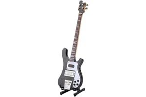 Miniature Bass Guitar Replica with Stand and Case, Instrument Model Ornaments Miniature Bass Christmas and Birthday Gift