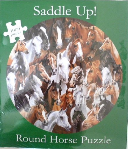 Saddle Up! Multi Horse 1000 Piece Round Jigsaw Puzzle. by Current
