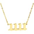 HUTINICE Angel Number Necklace For Women, 18K Gold Plated Dainty 111 222 333 444 555 666 777 888 999 Pendants Choker Chain Nu