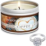 Jackpot Candles Surprise Size Ring Caramel Coffee Latte Jewelry Candle Travel Tin