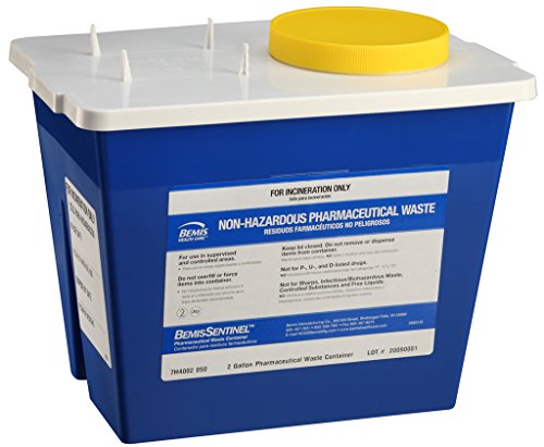 Bemis Healthcare 4002050-5 2 gal Pharmaceutical Waste Container, Blue (Pack of 5)