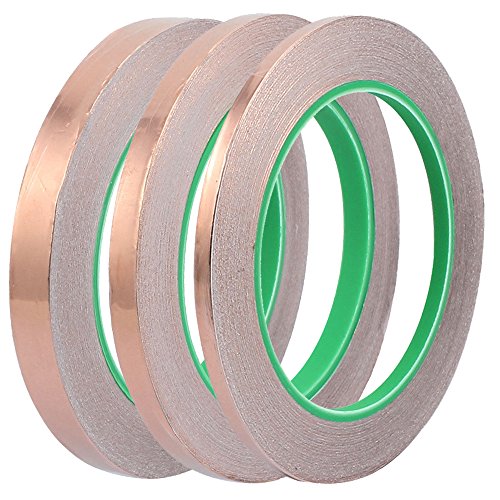 Bestgle 3 Pieces Copper Foil Tape with Double-sided Conductive 3 Sizes for EMI Shielding,Stained Glass,Soldering,Electrical Repairs,Paper Circuit,Grounding (6/8/10mm X 27 yard)