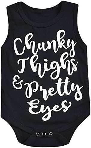 Mini honey Infant Baby Girls Boys Sleeveless Letter Print Romper Jumpsuit Outfits Clothing