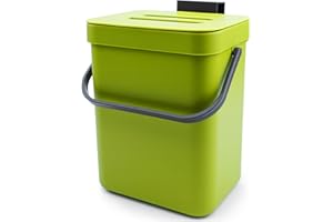 COMTAR Kitchen Waste Bin with Hooks, Indoor Kitchen Sealed Under Sink for Kitchen, Food Waste Bin for Countertop (Green, 3L)