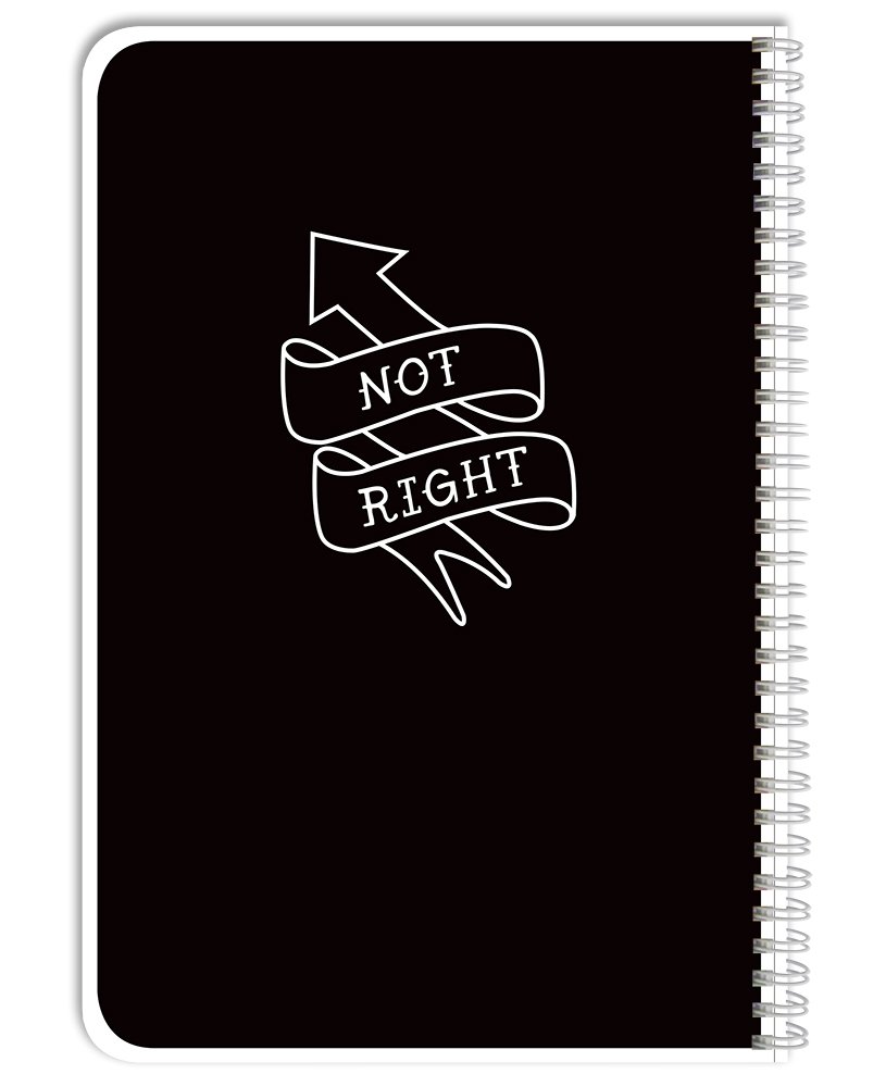 BookFactory NotRight (Left-Handed) Notebook/Lefty Notebook 120 Pages 8.5" x 11" Black Cover, Wire-O (JOU-120-7CW-A-(NotRightBlk))