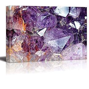 Close Up View to Raw Amethyst Crystals Wall Decor