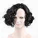 ATOZWIG Black Women Wig Fashion style Black Curly Synthetic Wig Pure color Short Curly Wigs Shoulder Length Short Hair Wig