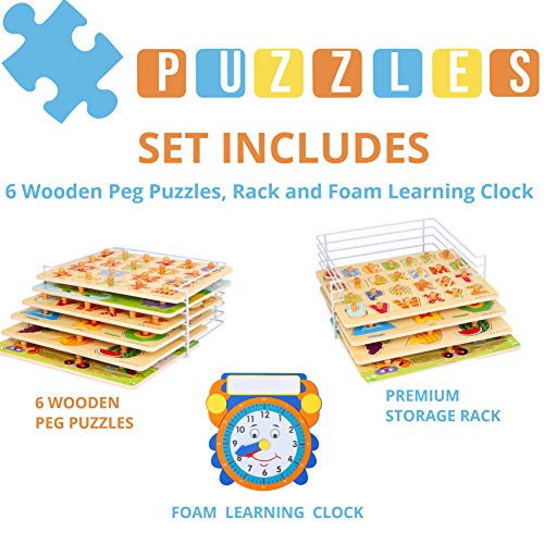 1 Wooden+Toddler+Puzzles+Rack+Set