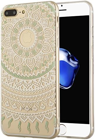 iPhone 7 Plus Case, ZKDT Totem Series Ultra-thin Clear Soft TPU Protective Case with Totem Pattern Back Cover for iPhone 7 Plus 5.5" (Green Mandala)
