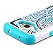 Galaxy Luna Case, Express 3 Case, J1 2016 Case,Elegant Choise Slim Dual Layer Armor Studded Rhinestone Bling Phone Case Cover with Flower Pattern for Samsung Galaxy Luna /J1 2016 (White/Turquoise)