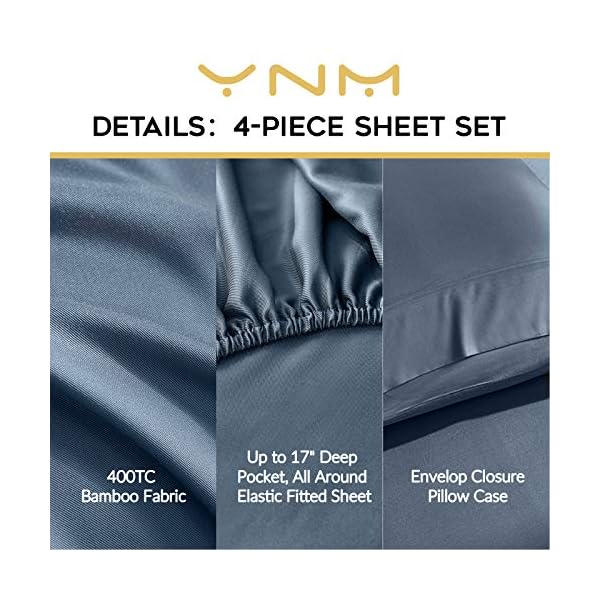 YnM Cooling Bed Sheet Set with 100 Percent Rayon Derived from Bamboo