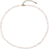 Lightock Simple Choker Necklace for Women Real Stone and Crystals Necklaces 4mm Beaded Choker Jewelry Meditation Gift for Women (16"+2")