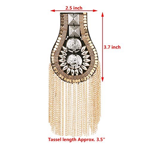 HinLot 1 Pair Fringe Epault Uniform Shoulder Badge Steampunk Costume Accessories (Gold)