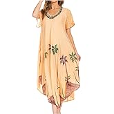 Sakkas Watercolor Palm Tree Tank Caftan Dress