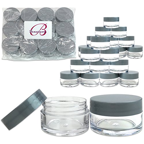 Beauticom 24 Pieces 20G/20ML Round Clear Jars with Gray Lids for Jams, Honey, Cooking Oils, Herbs and Spices - BPA Free