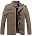 WenVen Men's Fashion Cotton Jackets (Khaki, US Size S)