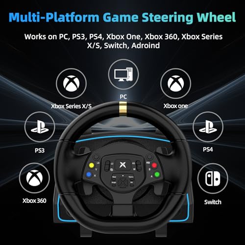 DOYO Racing Wheel, 1080° Gaming Steering Wheel with Pedals and Shifter, Vibration Feedback, Paddle Shifters, Race Steering Wheel for PC, Xbox One, PS4, Xbox Series X/S, PS3, Switch