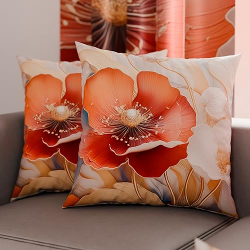 PETTI Italian Artisans - Pair of 80x80 cm Microfiber Cushion Covers, Decorative Pillows for Bedroom, Sofa, Living Room, Set of 2 Cushion Covers, Floral Pillow Case 06 9, 100% Made in Italy