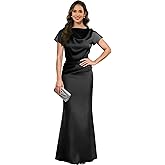 Quorivae Cap Sleeve Mother of The Bride Dresses Satin Floor Length Mermaid Formal Evening Gown