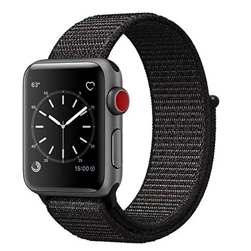 Uitee wu127 Smart Watch Band Black Sport Loop, Newest Woven Nylon Band for Apple Watch Series 42mm 3/2/1, Comfortably Light With Fabric-Like Feel Wrist Strap Replacement (Pinkish Weave Color in)