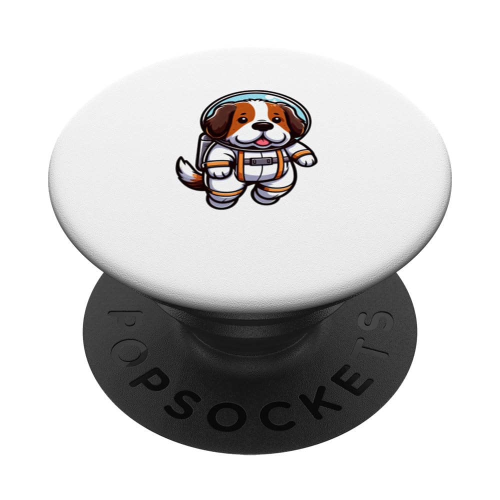 Saint Bernard Astronaut Funny Dog Space Suit PopSockets Swappable PopGrip