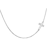 DAOCHONG S925 Sterling Silver Jewelry Sideways Cross Choker Necklace 14 inches to 18 inches