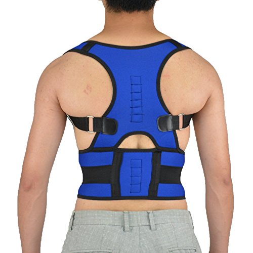 Posture Corrector Magnetic Adjustable Clavicle Brace Shoulder Support Brace For Improve Bad Posture, Thoracic Kyphosis, Shoulder Alignment, Upper Back Pain Relief for Men and Women (XXL, Blue)