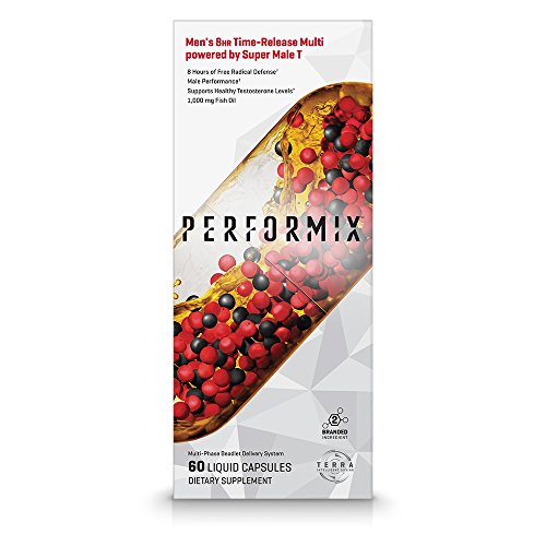 PERFORMIX Men's 8HR Time-Release Multi powered by Super Male T, Performance Multivitamin with Testosterone Booster, Free Radical Defense, Energy, Mental Focus - 60 Capsules
