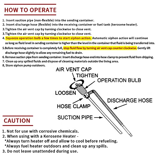 Tezam Siphon Manual Hand Liquid Transfer Pump for Light Oils, Kerosene