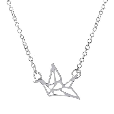 Amazoncom Origami Necklace Paper Crane Inspired Animal